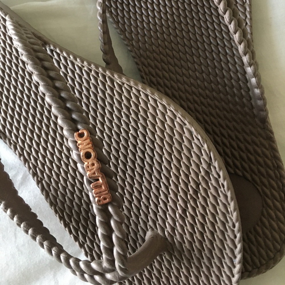 Brown flip flops